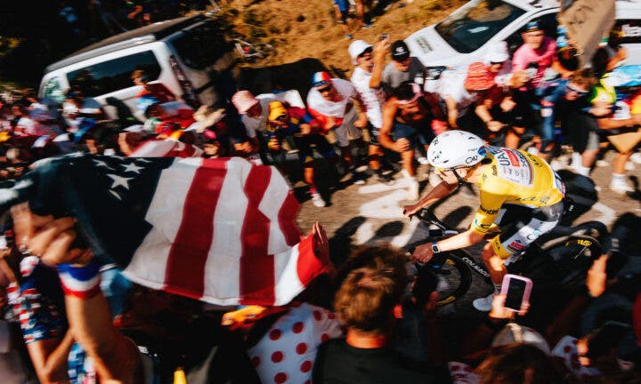 Tadej Pogacar and US flag