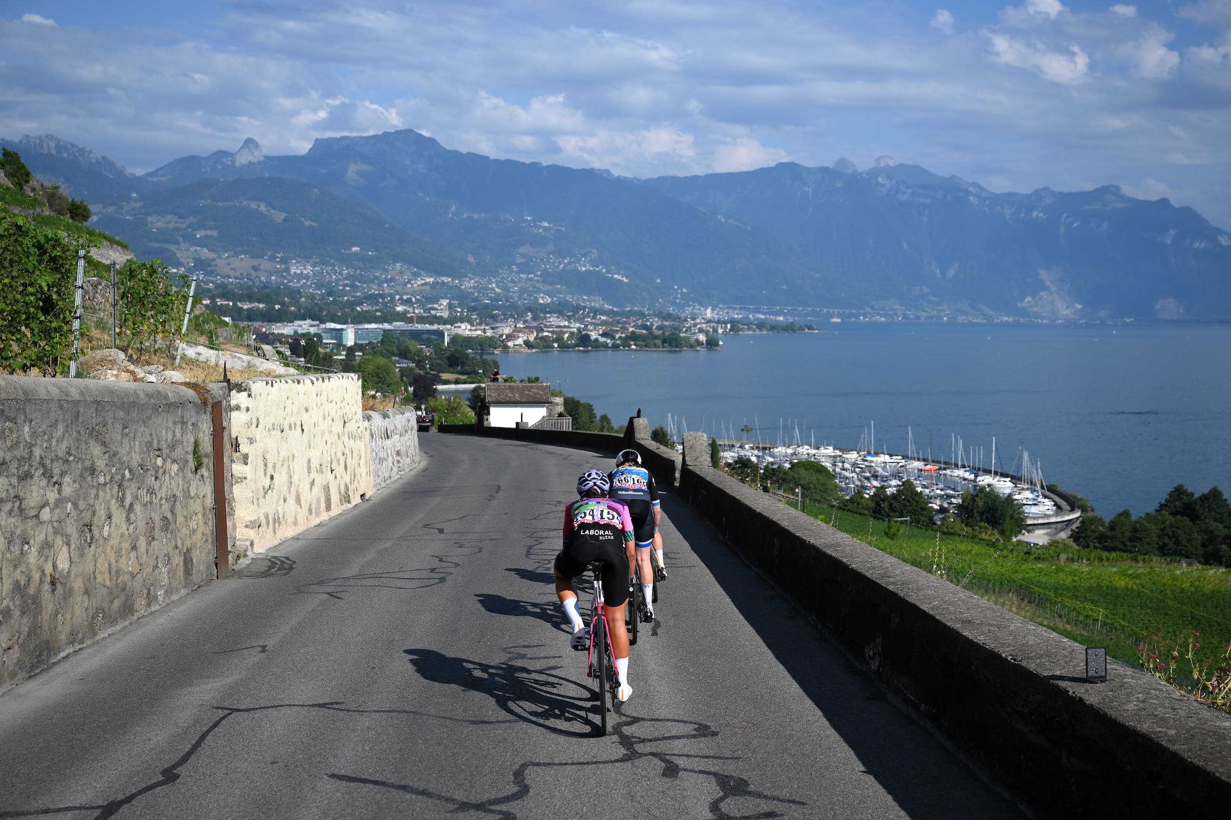 The break had spectacular views o in Switzerland on the opening day of the Tour de Suisse (Photo: Alex Broadway/Getty Images)