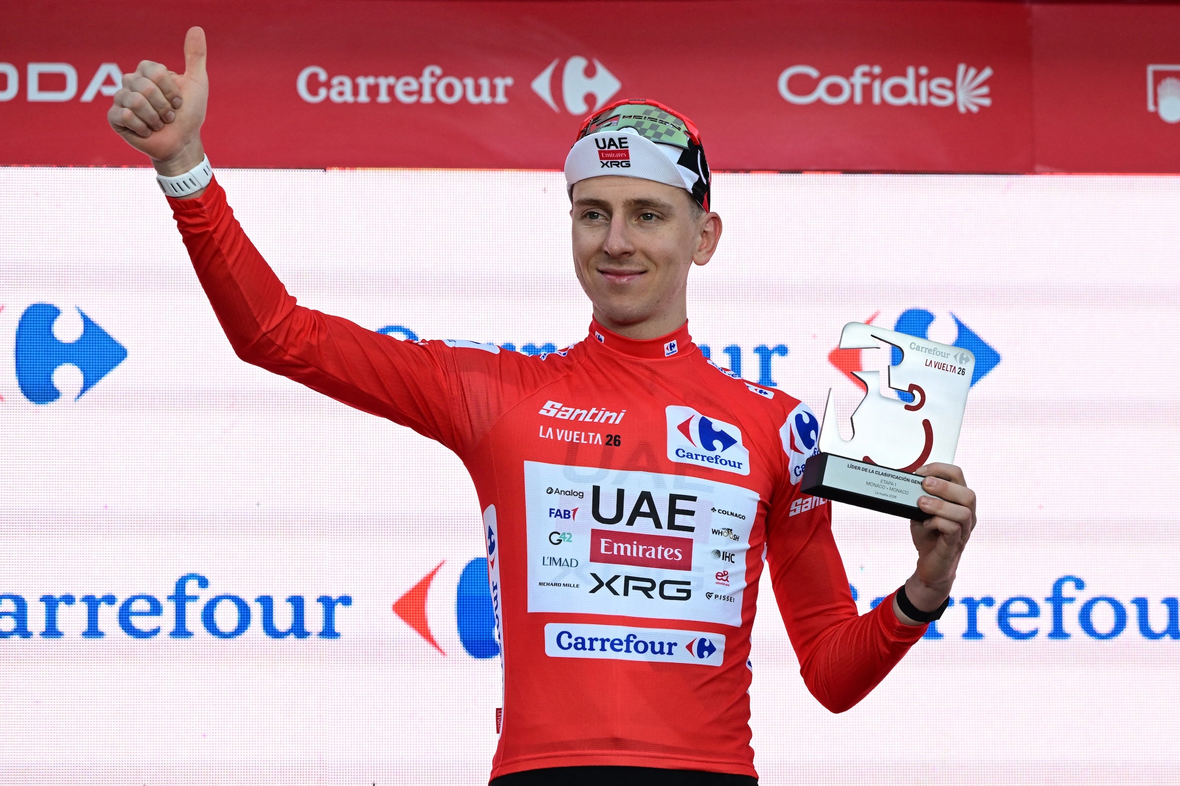Tadej Pogačar won stage 1 of the Vuelta a España by just 0.09 seconds (Photo: Miguel Medina / AFP)
