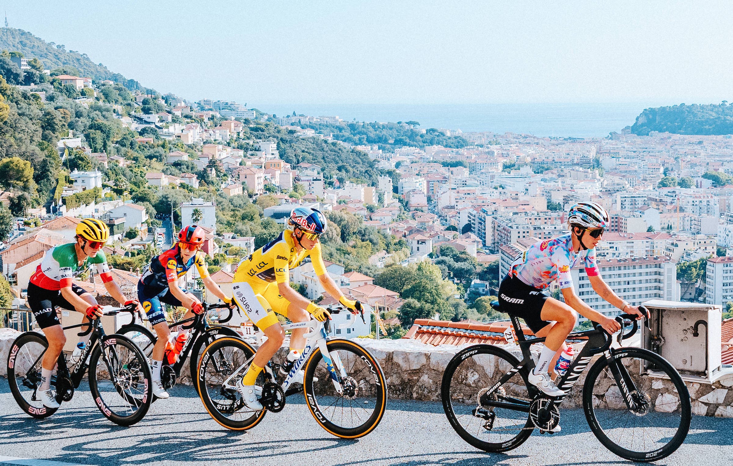 Niewiadoma and Vollering tested each other on the four ascents of the Col d'Eze climb (Photo: Gruber Images)