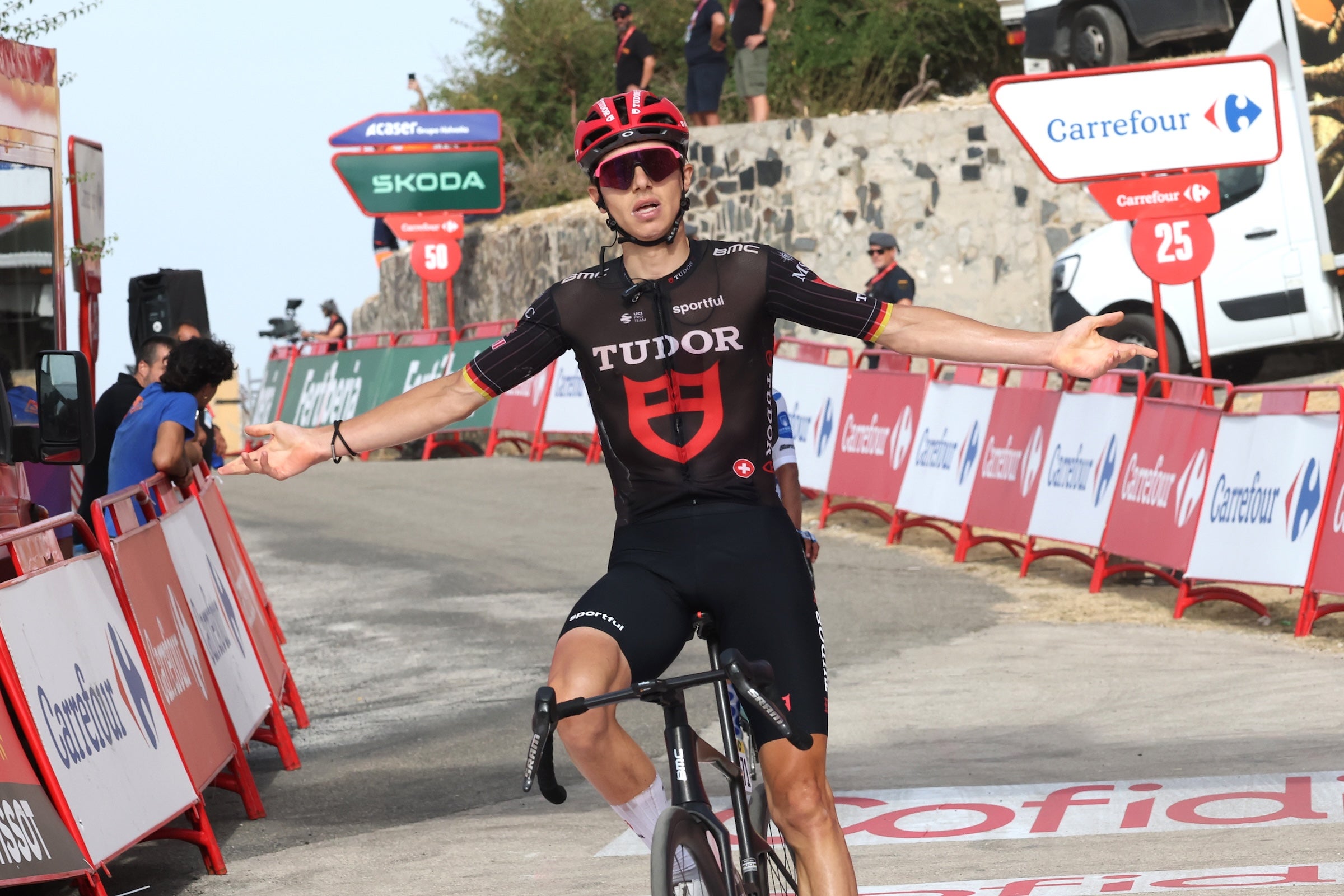 Marco Brenner takes Tudor Pro Cycling's first ever Grand Tour stage win on stage 14 of the Vuelta (Photo: Alexander Hassenstein/Getty Images)