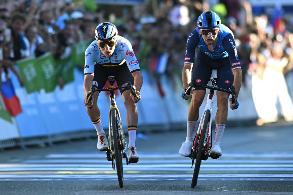 Remco Evenepoel beats Giulio Ciccone to become European road race champion in Sencur, Slovenia. (Photo: Szymon