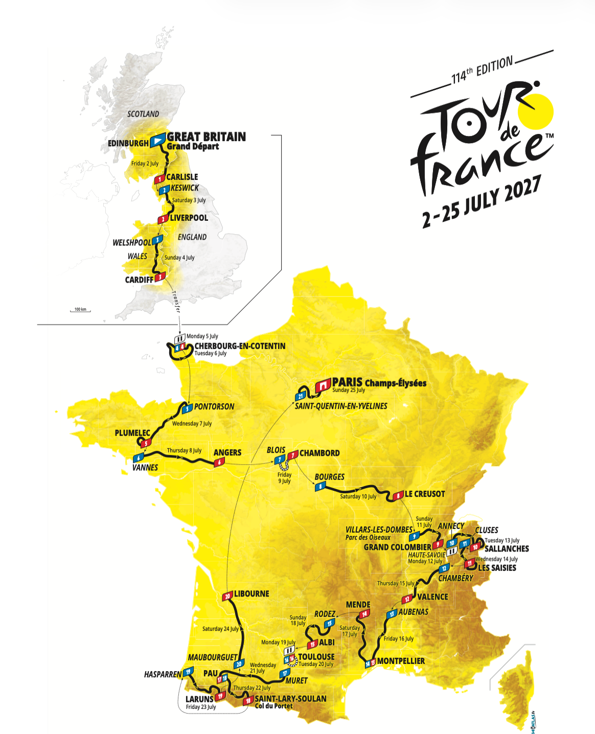 Tour de France 2027 race map